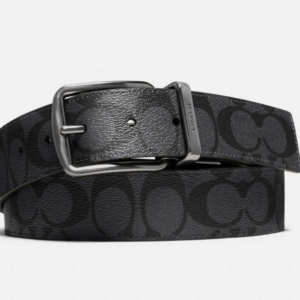Coach Black Signature Leather Belt